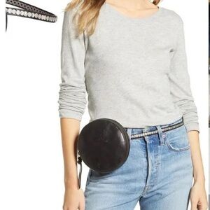 Frye Studded Circle Leather Belt Bag in black